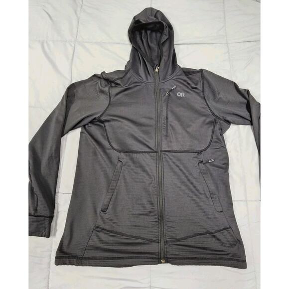 Outdoor Research Vigor Grid Full Zip Hooded Jacket Men's Black Large Layering - Picture 1 of 11